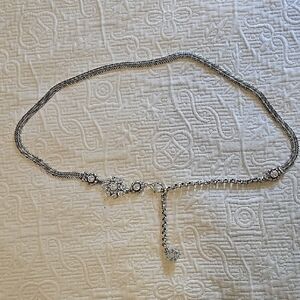 Brighton Silver Chain Belt with Floral Accents Size M.